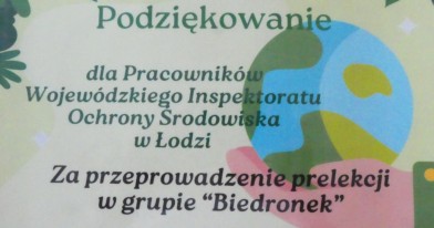 Podziękowania za przeprowadzone zajęcia złożone w formie dyplomu dla Inspektorów Ochrony Środowiska 