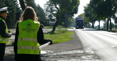 Inspektor Ochrony Środowiska w punkcie kontrolnym przy drodze